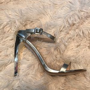 TopShop gold heels with trendy ankle strap